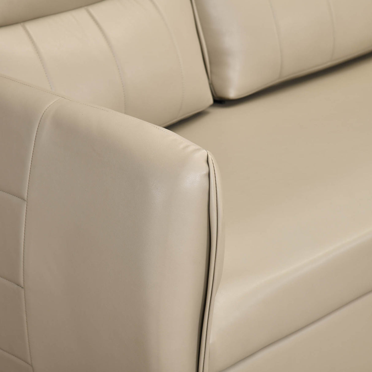Infinia 3+3+1 Seater Leatherette Sofa Set with Right Corner Sofa and Rectangle Console- Beige
