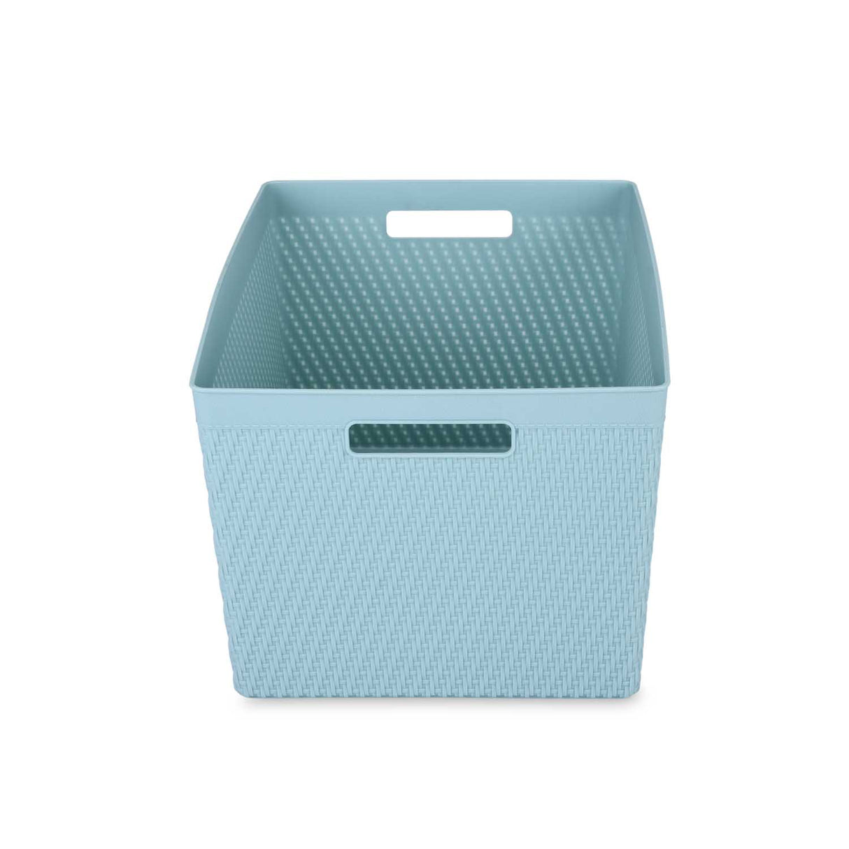 Weave Pattern Polypropylene Storage Basket- Mint, 35.5 x 27.2 x 21 cm