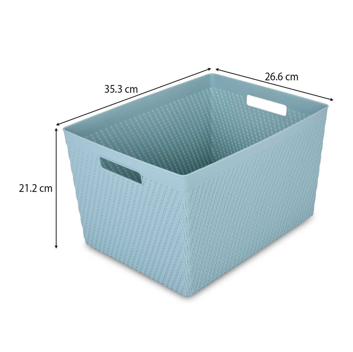 Weave Pattern Polypropylene Storage Basket- Mint, 35.5 x 27.2 x 21 cm