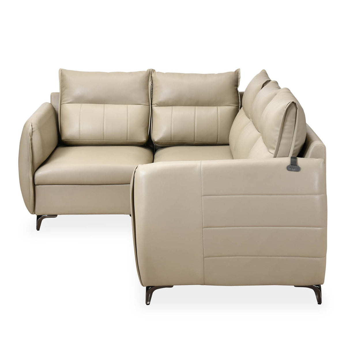 Infinia 2+1+1 Seater Leatherette Sofa Set with Right Corner Sofa- Beige