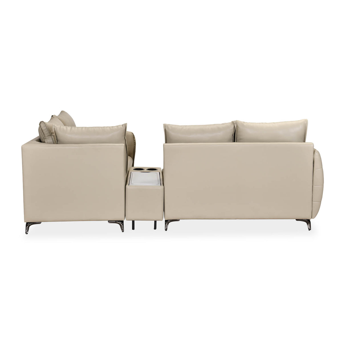 Infinia 2+1+1 Seater Leatherette Sofa Set with Left Corner Sofa and Rectangle Console- Beige