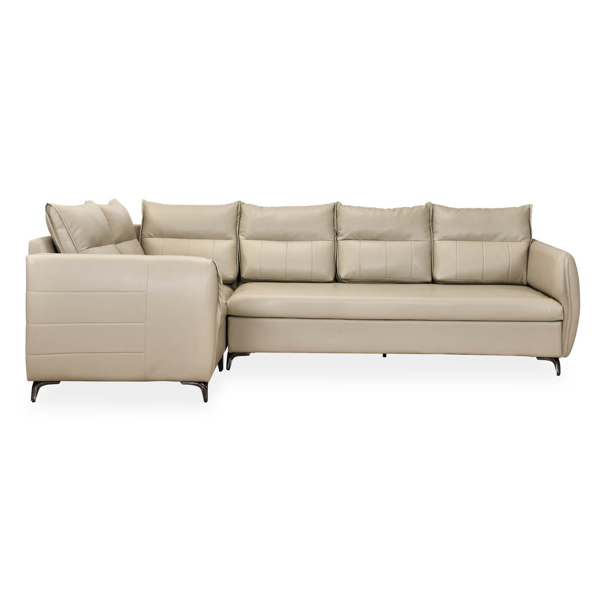 Infinia 3+1+1 Seater Leatherette Sofa Set with Right Corner Sofa- Beige