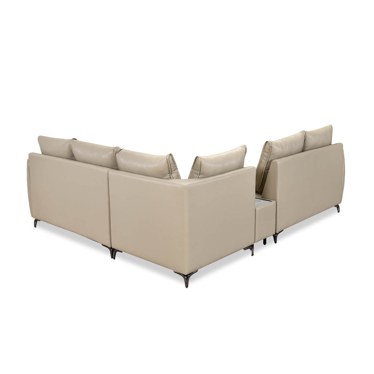 Infinia 2+2+1 Seater Leatherette Sofa Set with Left Corner Sofa and Rectangle Console- Beige