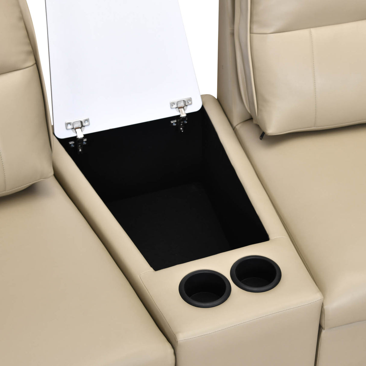 Infinia 2 Seater Leatherette Sofa with Triangle Console- Beige