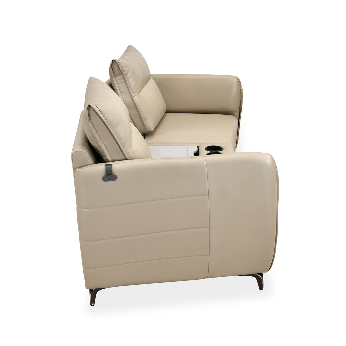 Infinia 2 Seater Leatherette Sofa with Triangle Console- Beige