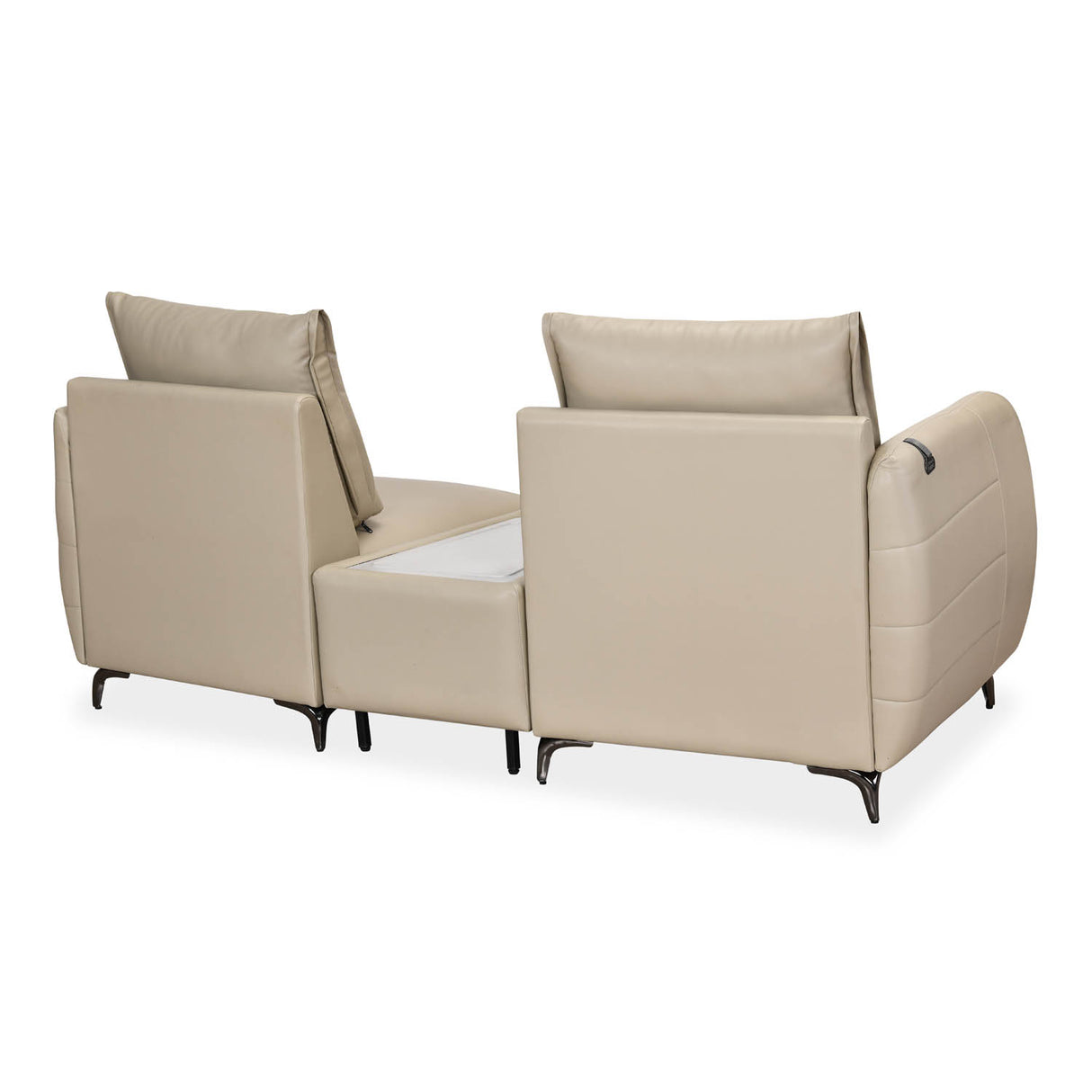 Infinia 2 Seater Leatherette Sofa with Triangle Console- Beige