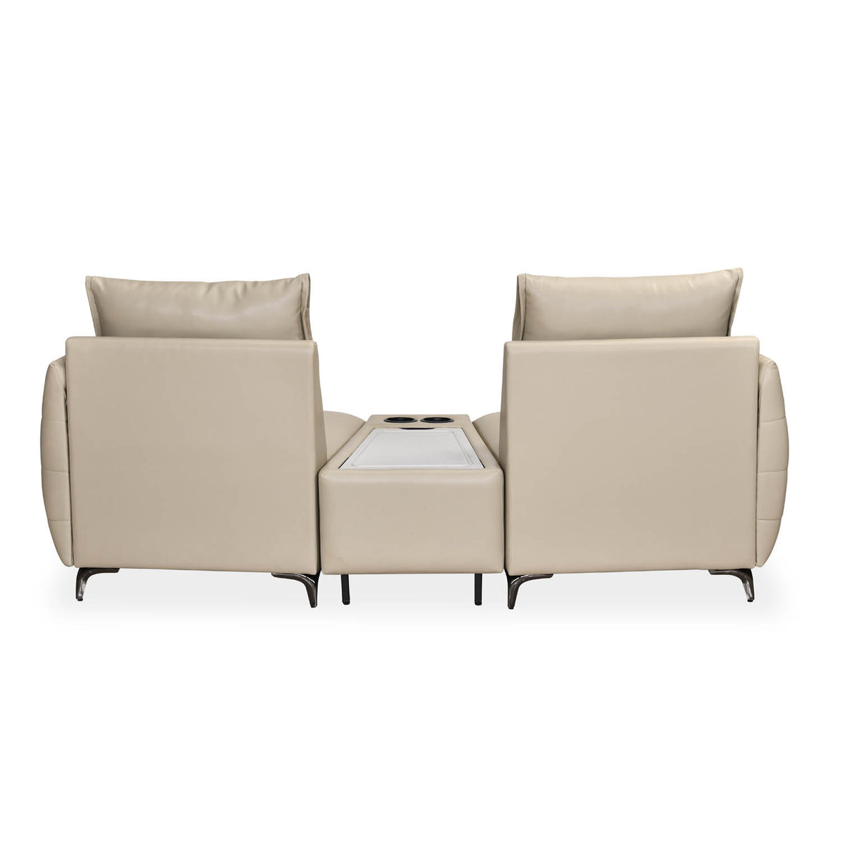 Infinia 2 Seater Leatherette Sofa with Triangle Console- Beige