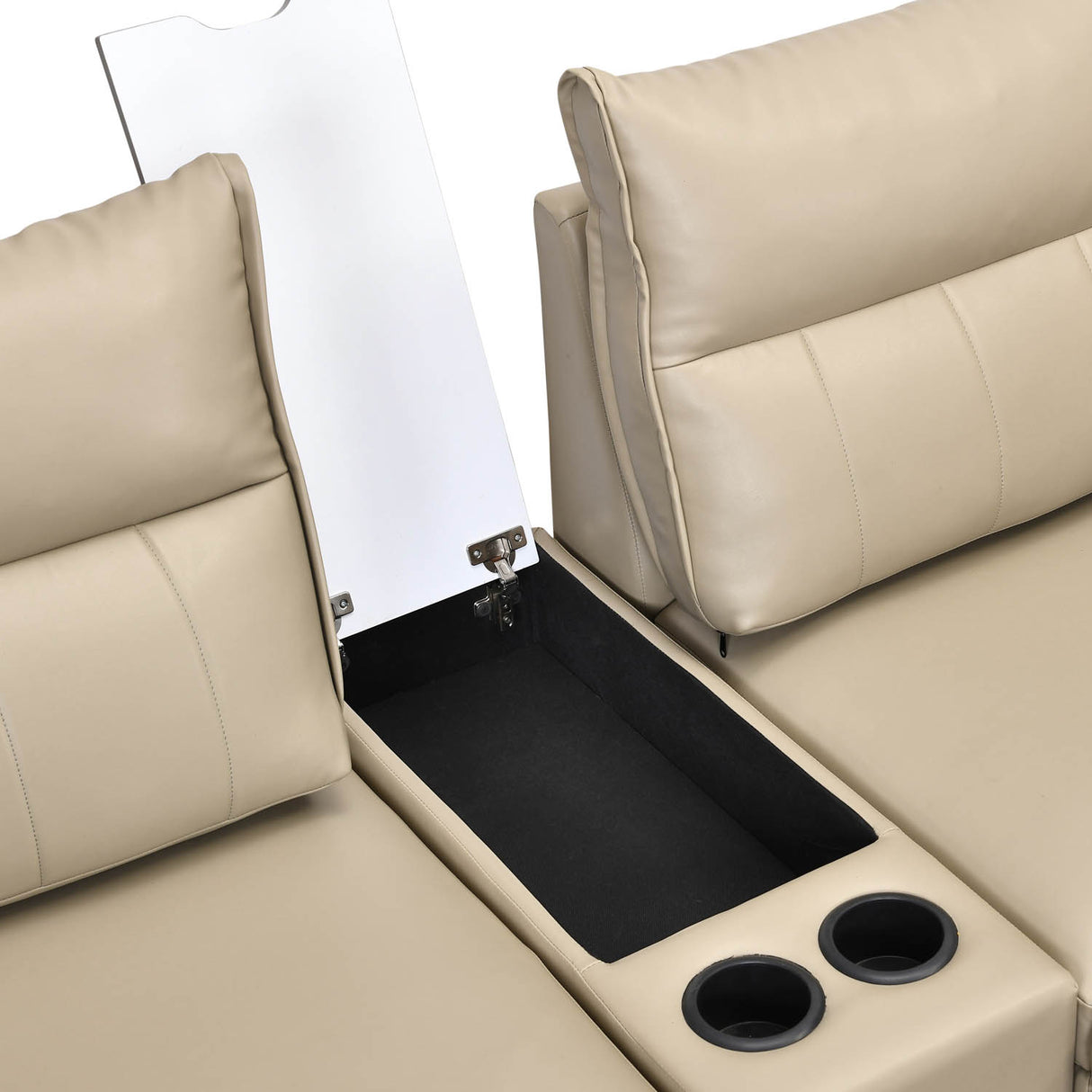 Infinia 2+2 Seater Leatherette Sofa Set with Rectangle Console- Beige