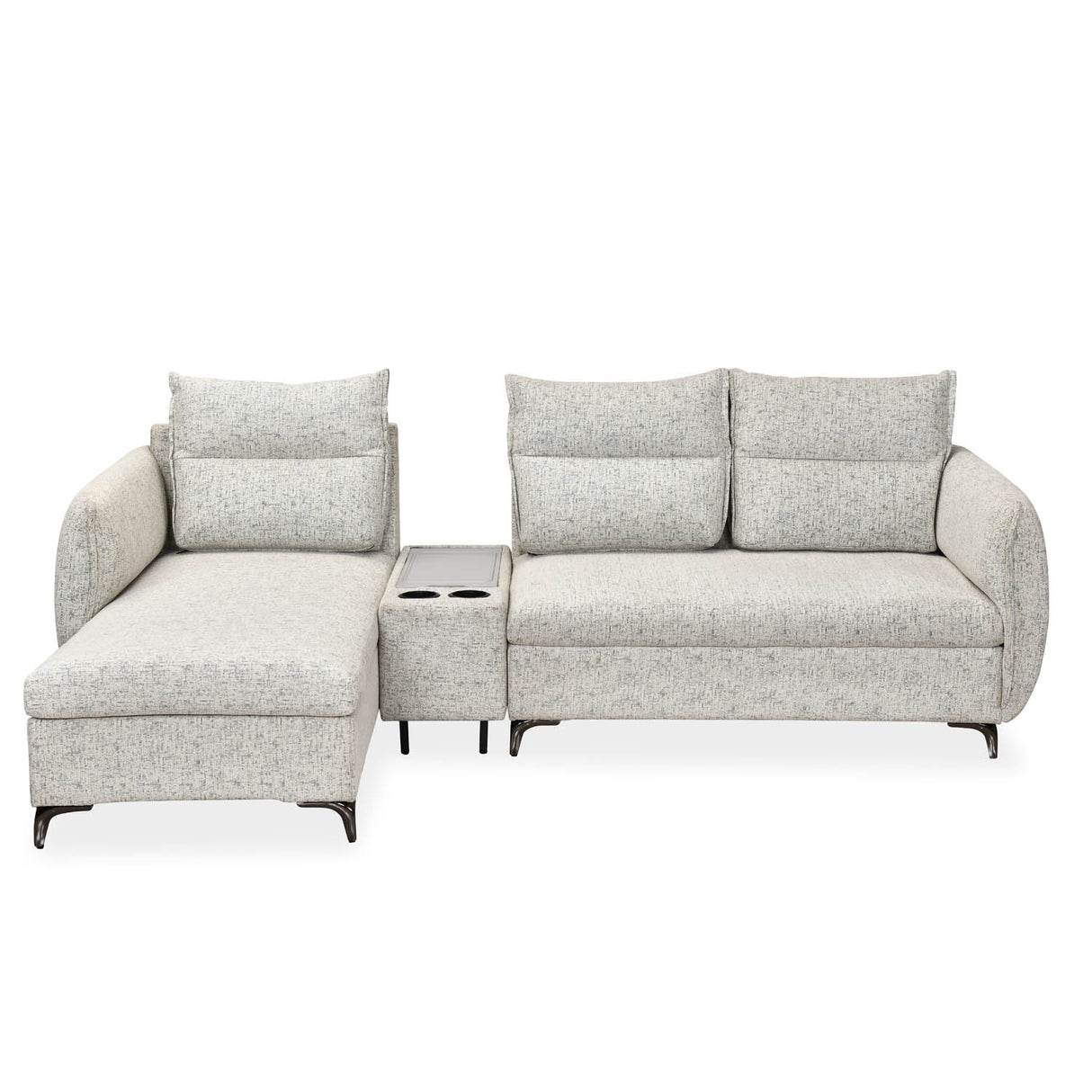 Infinia 3 Seater Fabric Sofa with Right Lounger and Rectangle Console- Off White