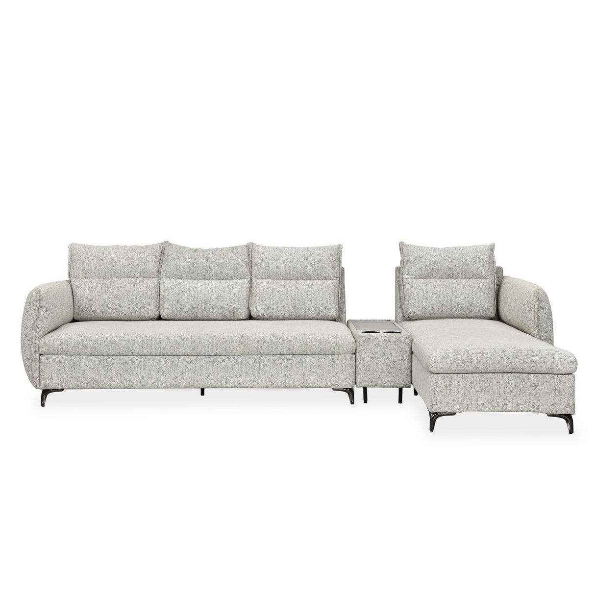 Infinia 4 Seater Fabric Sofa with Left Lounger and Rectangle Console- Off White