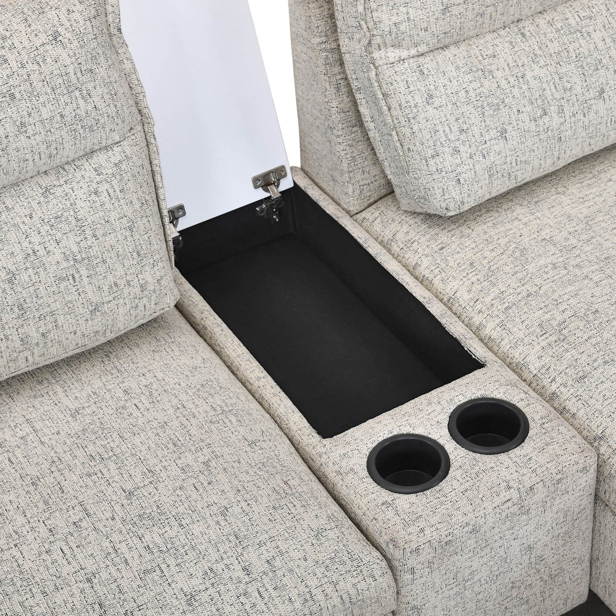 Infinia 3 Seater Fabric Sofa with Left Lounger and Rectangle Console- Off White
