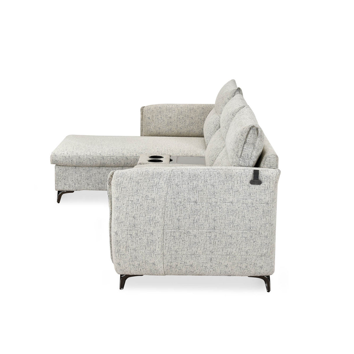 Infinia 3 Seater Fabric Sofa with Right Lounger and Rectangle Console- Off White