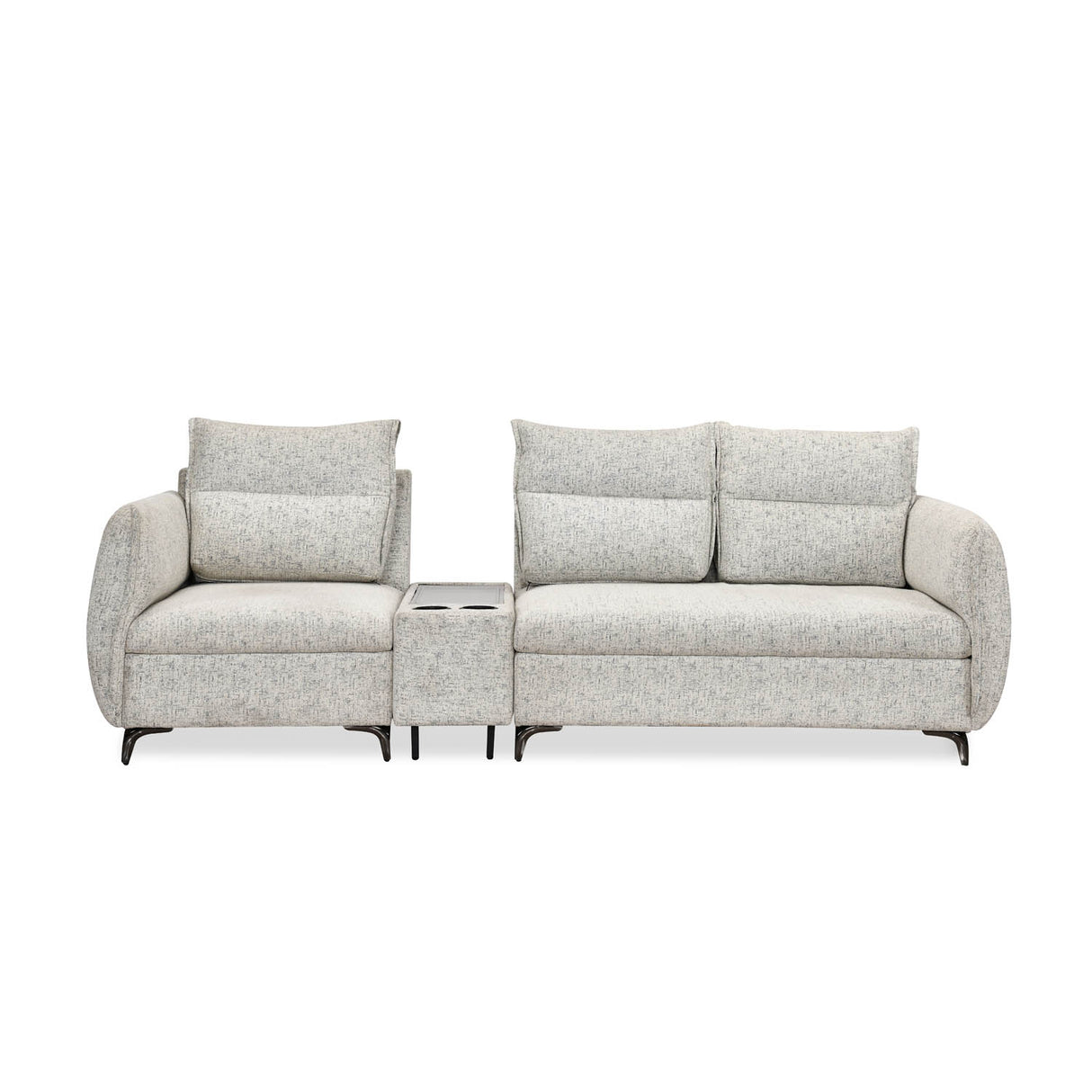 Infinia 1+2 Seater Fabric Sofa Set with Rectangle Console- Off White