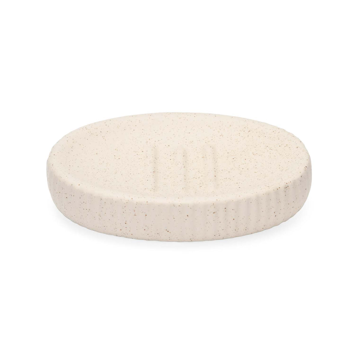 Ribbed Stoneware Bath Accessories Set of 3- Cream