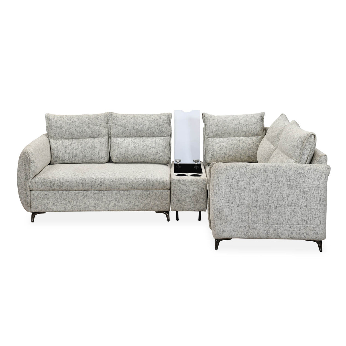 Infinia 2+1+1 Seater Fabric Sofa Set with Left Corner Sofa and Rectangle Console- Off White