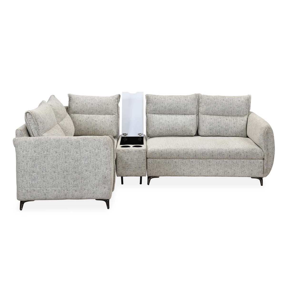 Infinia 2+1+1 Seater Fabric Sofa Set with Right Corner Sofa and Rectangle Console- Off White