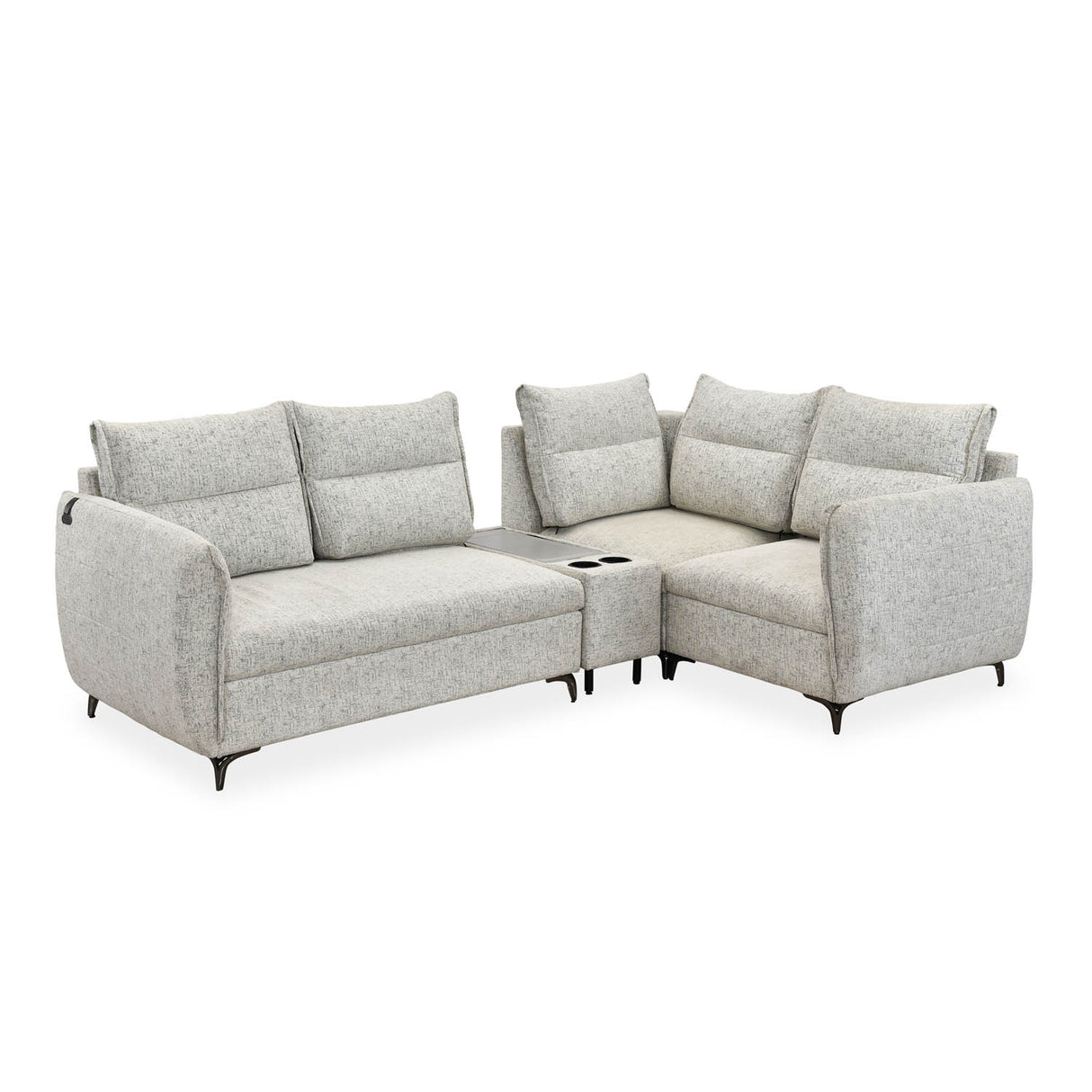 Infinia 2+1+1 Seater Fabric Sofa Set with Left Corner Sofa and Rectangle Console- Off White