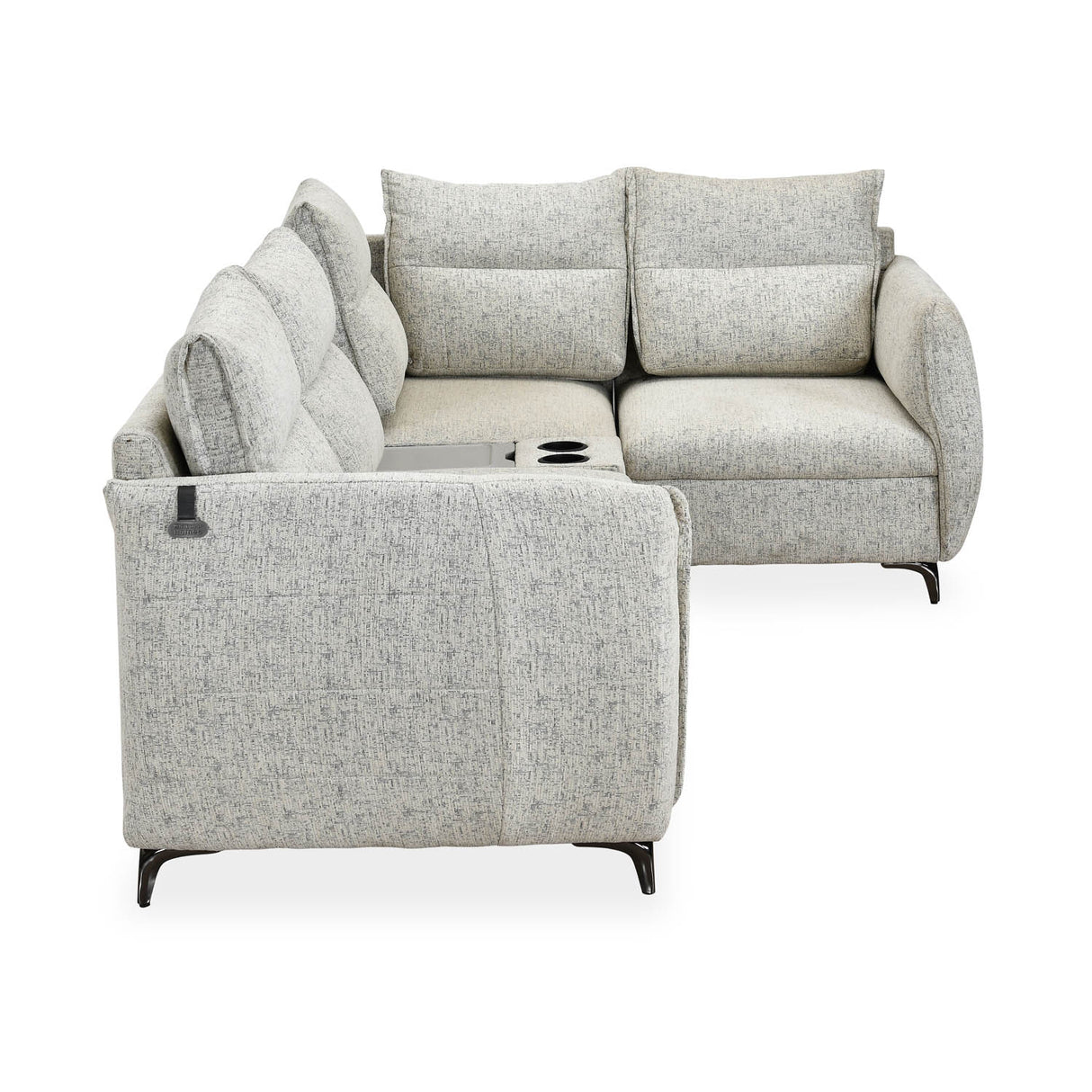 Infinia 2+1+1 Seater Fabric Sofa Set with Left Corner Sofa and Rectangle Console- Off White