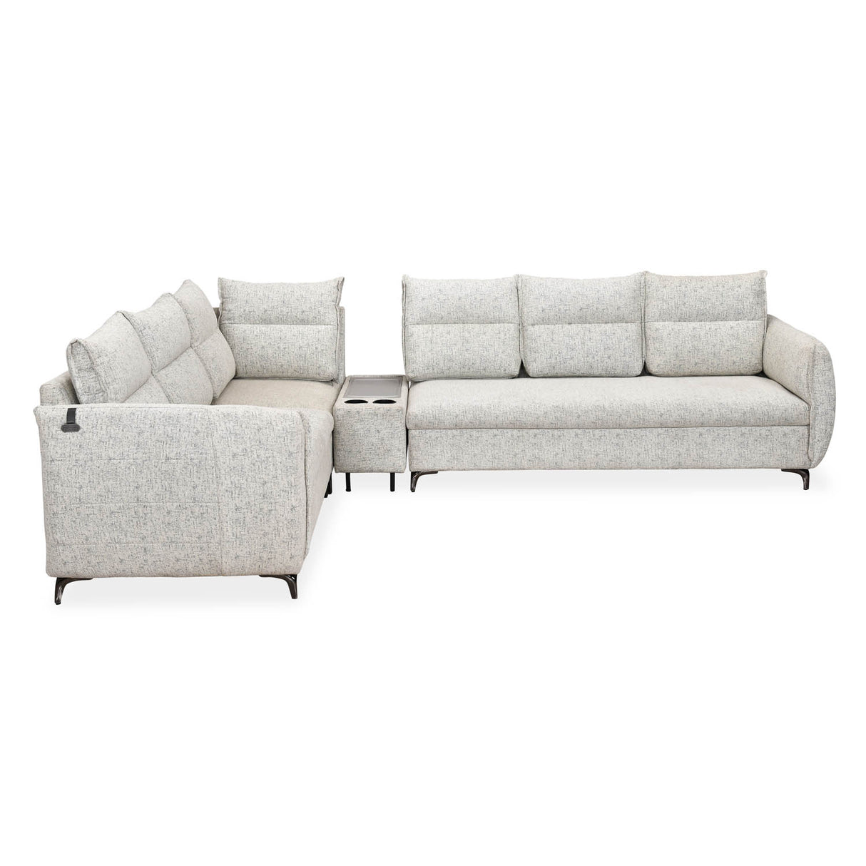 Infinia 3+2+1 Seater Fabric Sofa Set with Right Corner Sofa and Rectangle Console- Off White