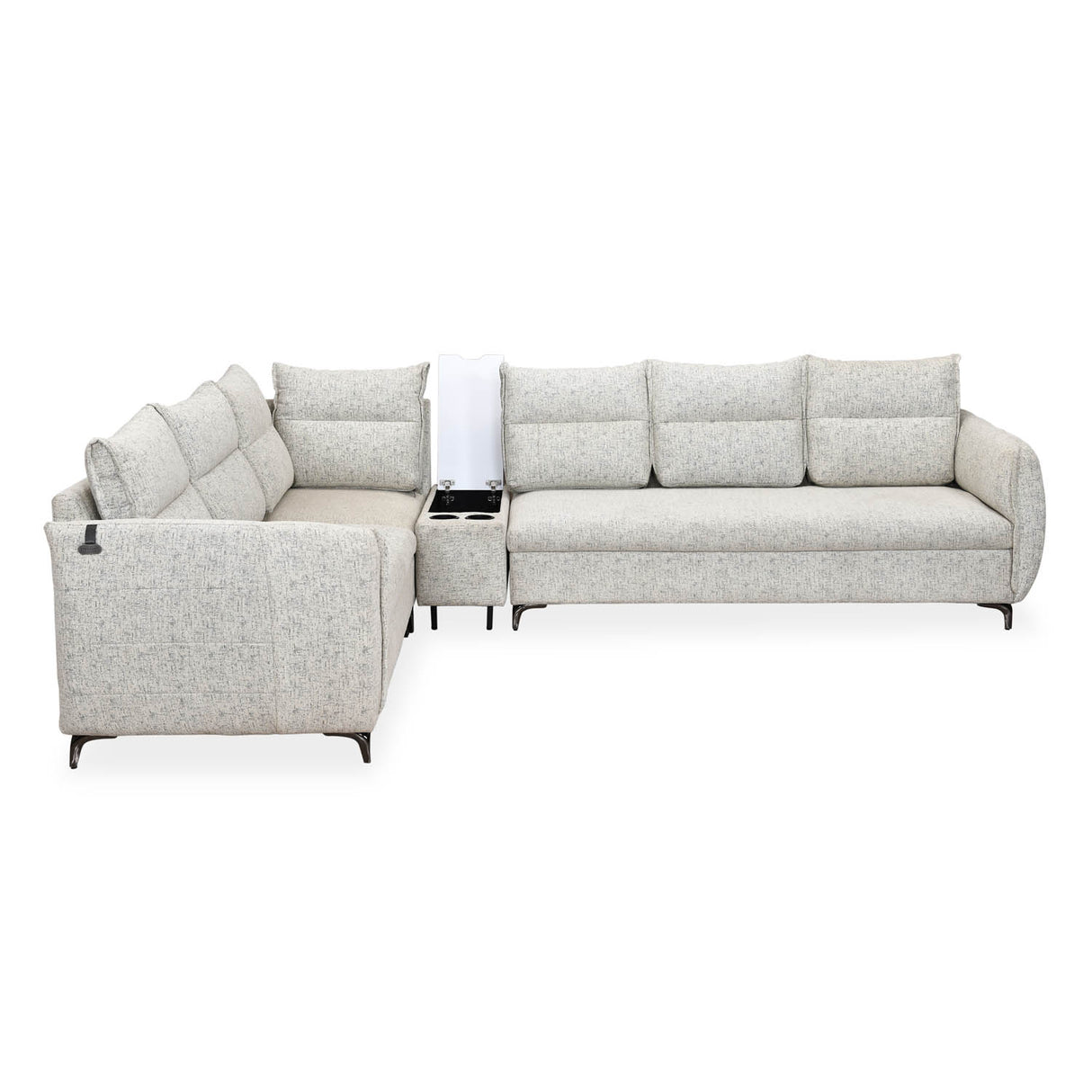 Infinia 3+2+1 Seater Fabric Sofa Set with Right Corner Sofa and Rectangle Console- Off White