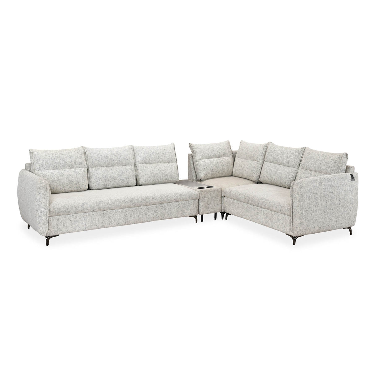 Infinia 3+2+1 Seater Fabric Sofa Set with Left Corner Sofa and Rectangle Console- Off White