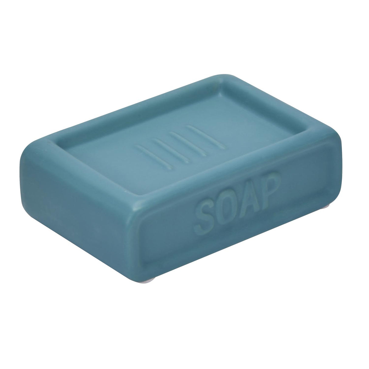 Square Stoneware Bath Accessories Set of 3- Blue