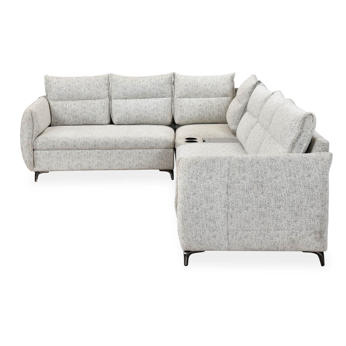 Infinia 3+2+1 Seater Fabric Sofa Set with Right Corner Sofa and Rectangle Console- Off White