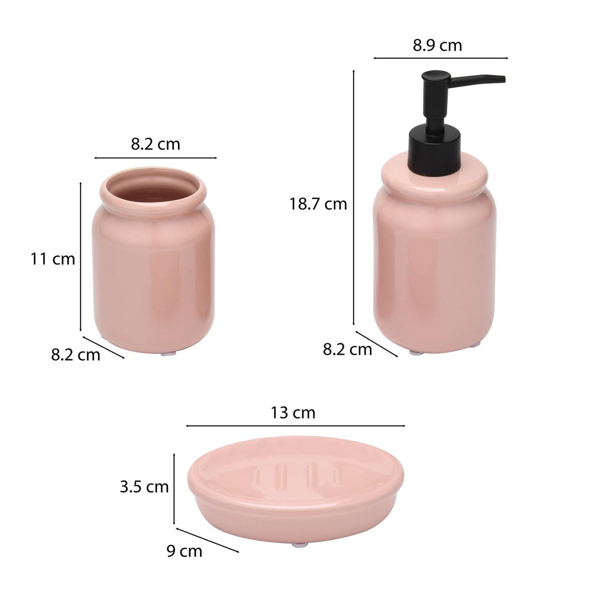 Round Rim Stoneware Batch Accessories Set of 3- Pink