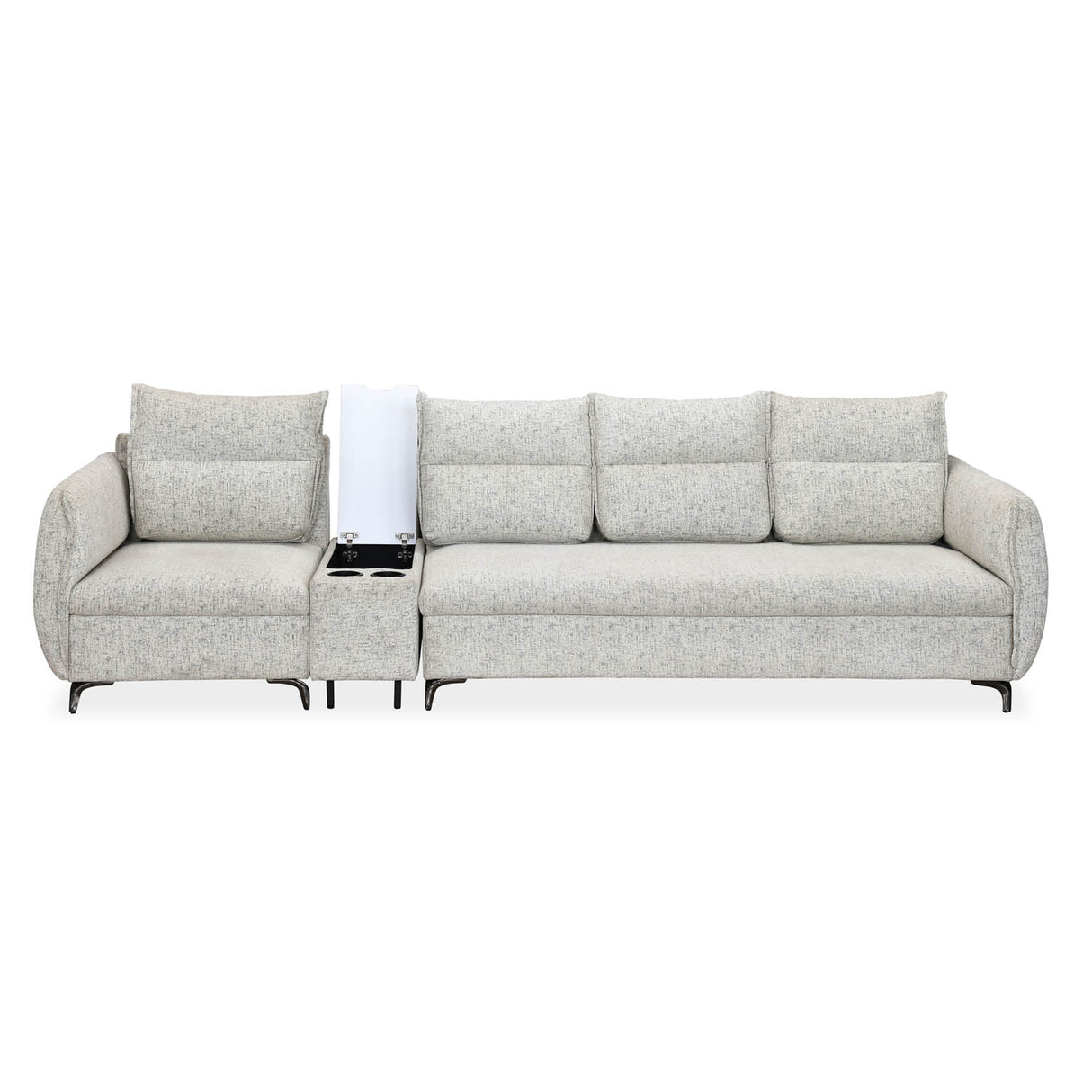 Infinia 1+3 Seater Fabric Sofa Set with Rectangle Console- Off White