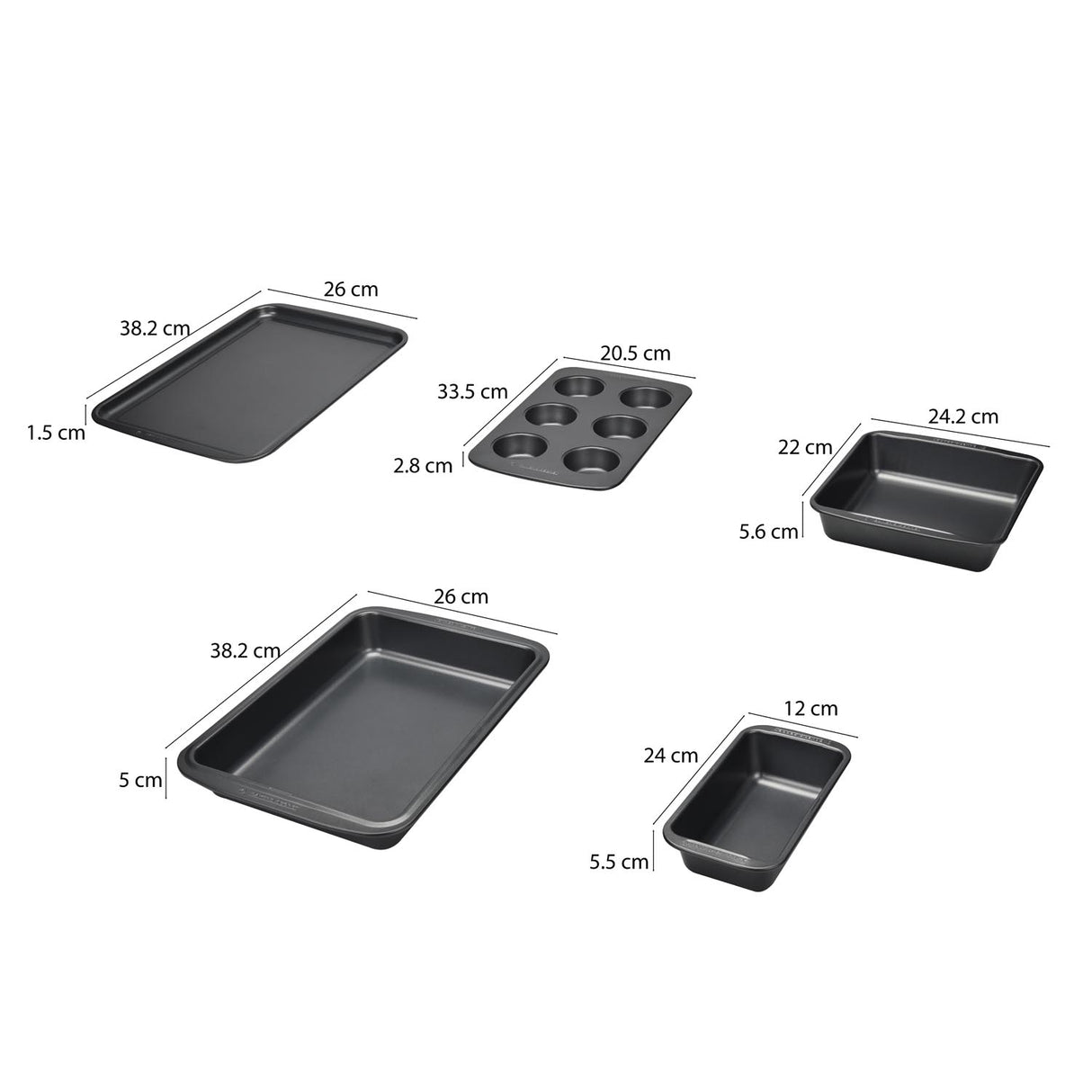 Baker's Secret Baking Pan Set of 5- Grey