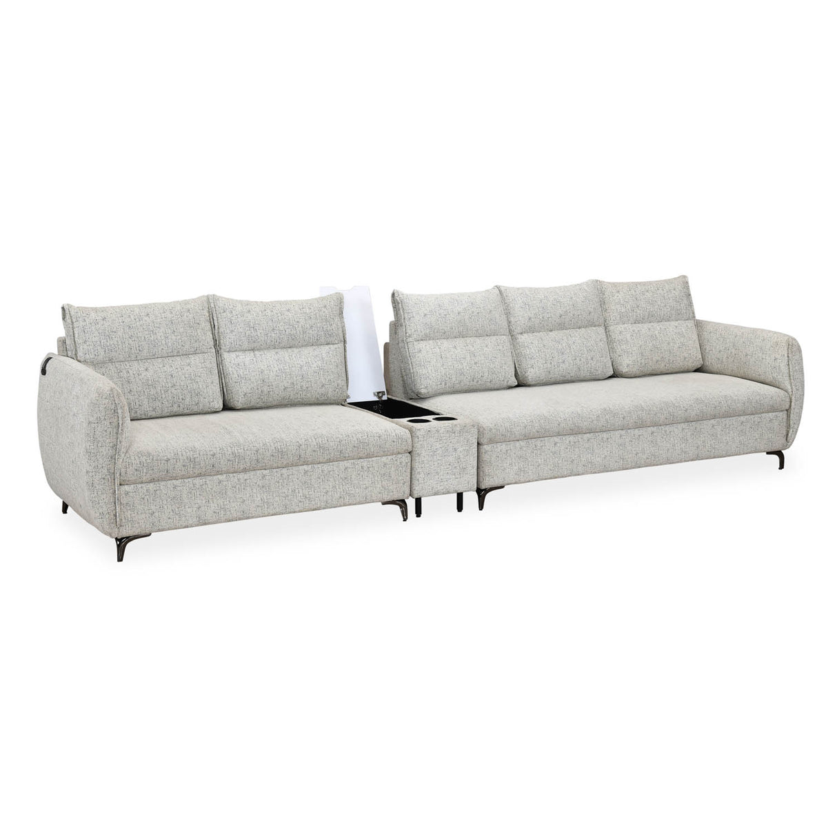 Infinia 2+3 Seater Fabric Sofa Set with Rectangle Console- Off White