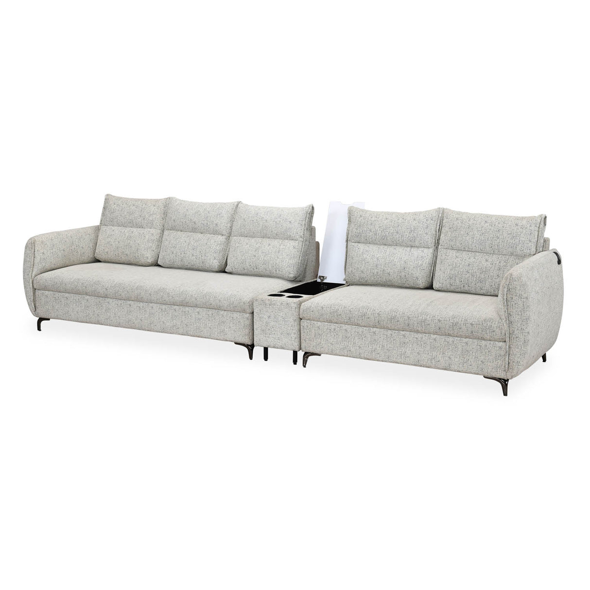Infinia 3+2 Seater Fabric Sofa Set with Rectangle Console- Off White