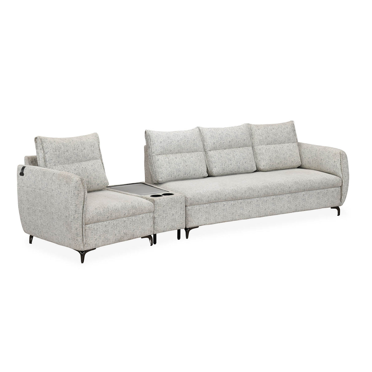 Infinia 1+3 Seater Fabric Sofa Set with Triangle Console- Off White