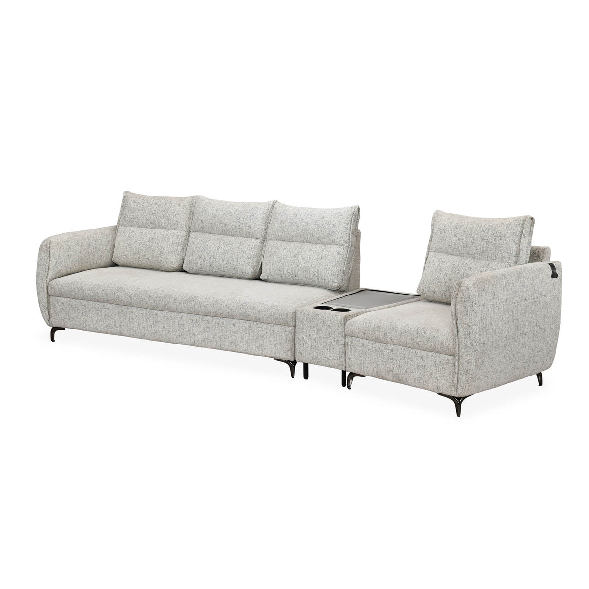 Infinia 3+1 Seater Fabric Sofa Set with Triangle Console- Off White