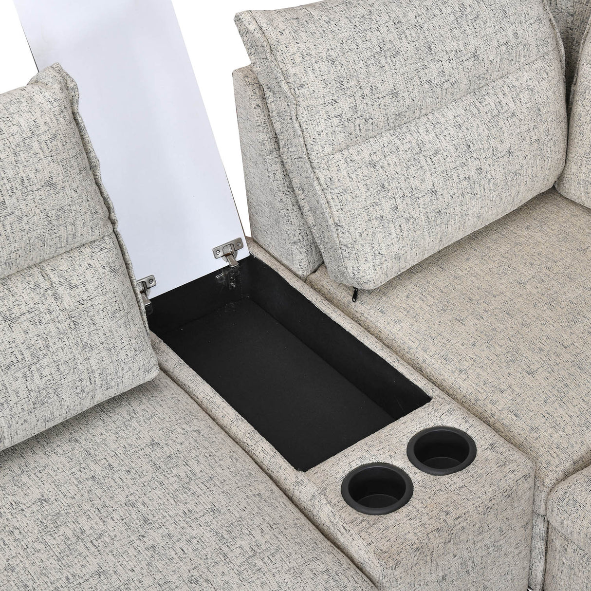 Infinia 3+1+1 Seater Fabric Sofa Set with Left Corner Sofa and Rectangle Console- Off White