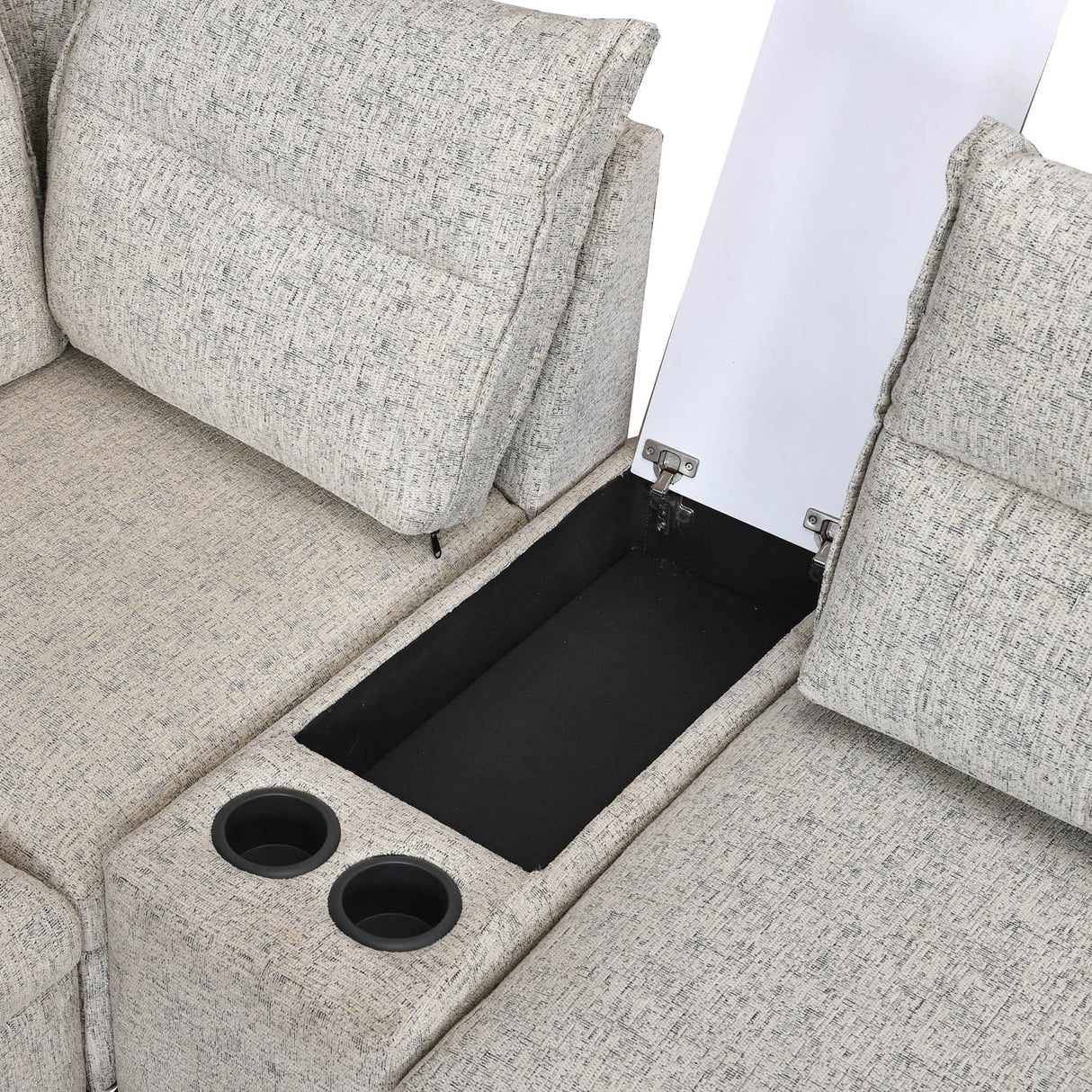 Infinia 3+1+1 Seater Fabric Sofa Set with Right Corner Sofa and Rectangle Console- Off White