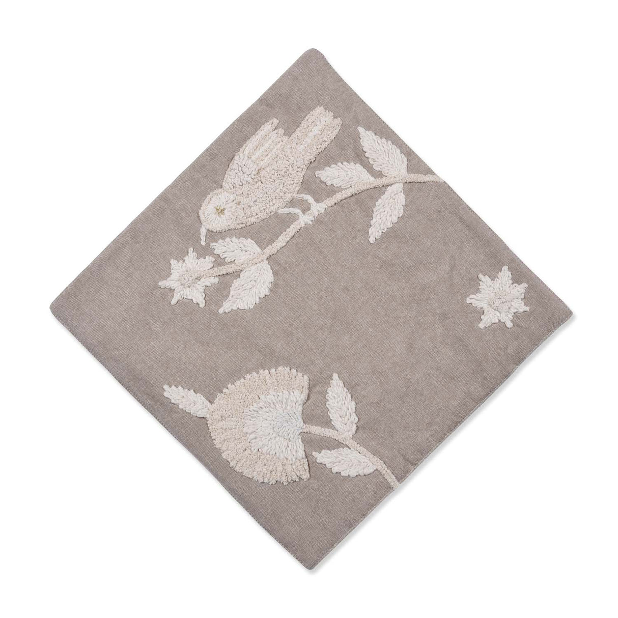 Embroidered Chambray Trivet- Beige
