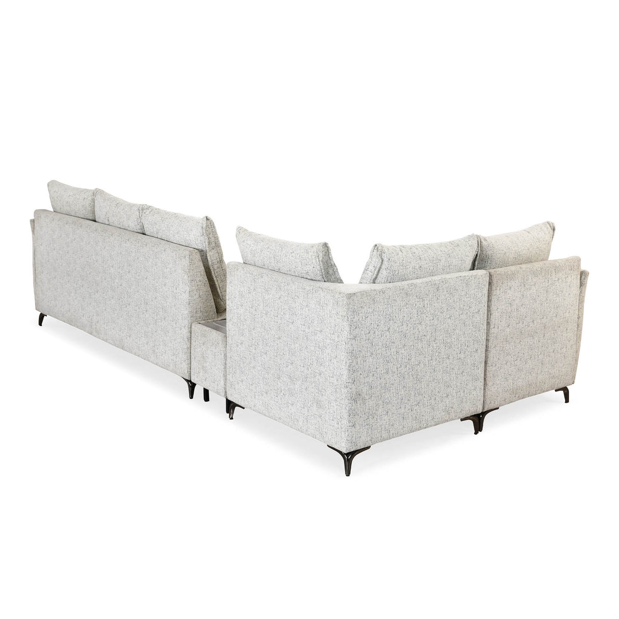 Infinia 3+1+1 Seater Fabric Sofa Set with Right Corner Sofa and Rectangle Console- Off White