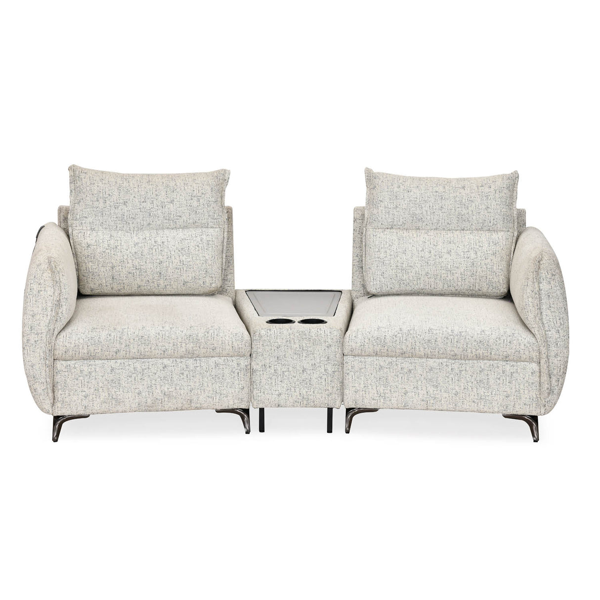 Infinia 2 Seater Fabric Sofa with Triangle Console- Off White