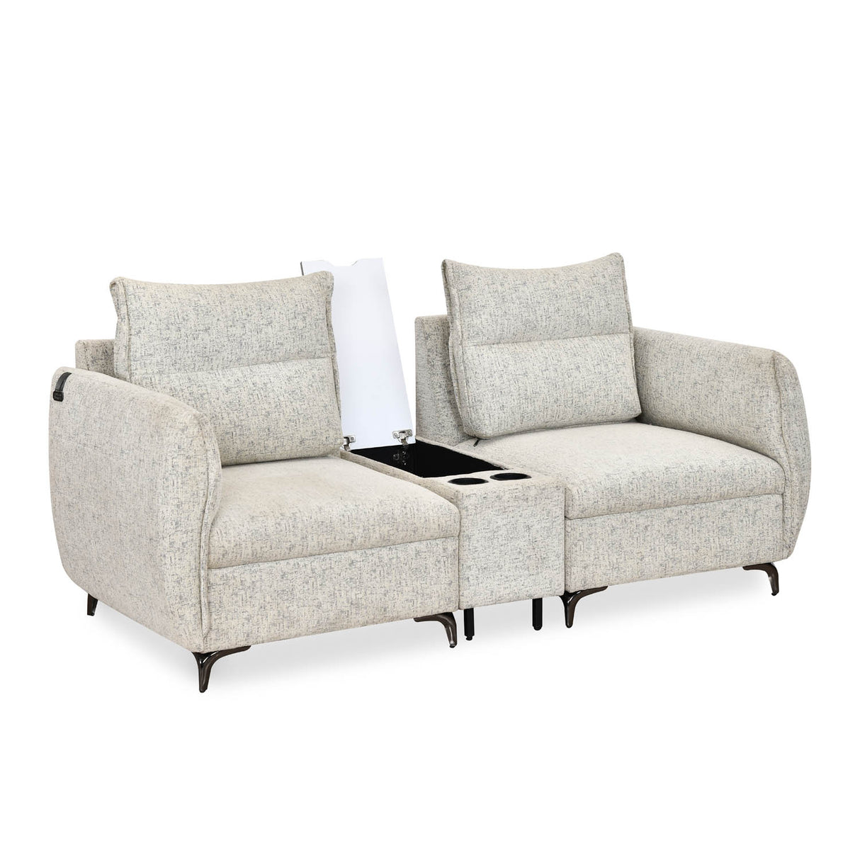 Infinia 2 Seater Fabric Sofa with Rectangle Console- Off White