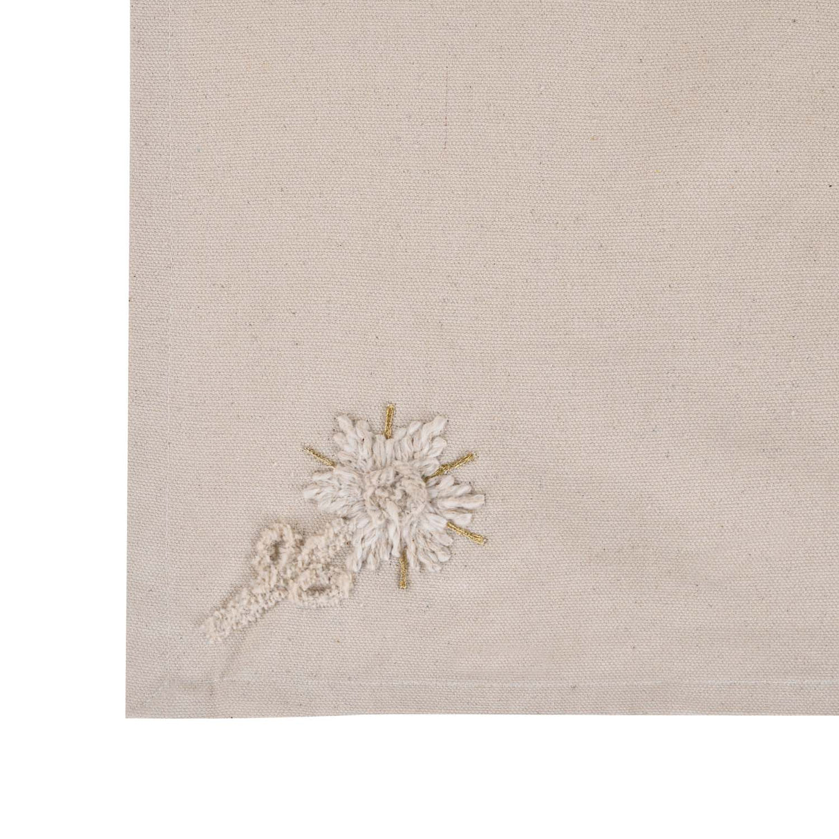 Embroidered Cotton & Polyester Napkin Set of 4- Beige