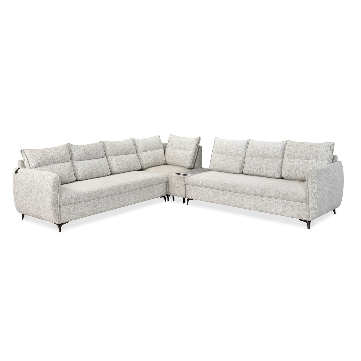 Infinia 3+3+1 Seater Fabric Sofa Set with Right Corner Sofa and Rectangle Console- Off White