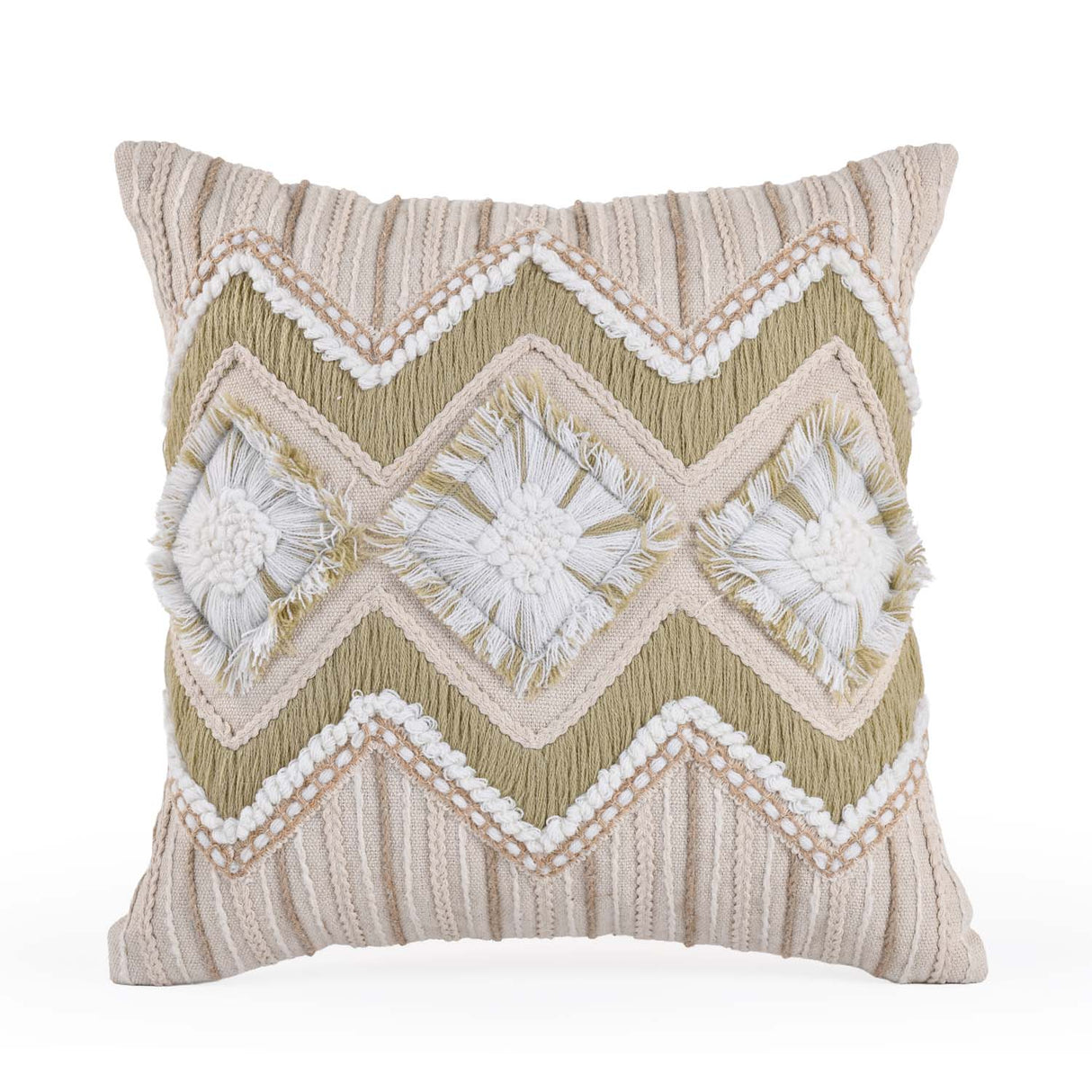 Zigzag Cotton & Polyester 16" x 16" Cushion Cover- Multicolor