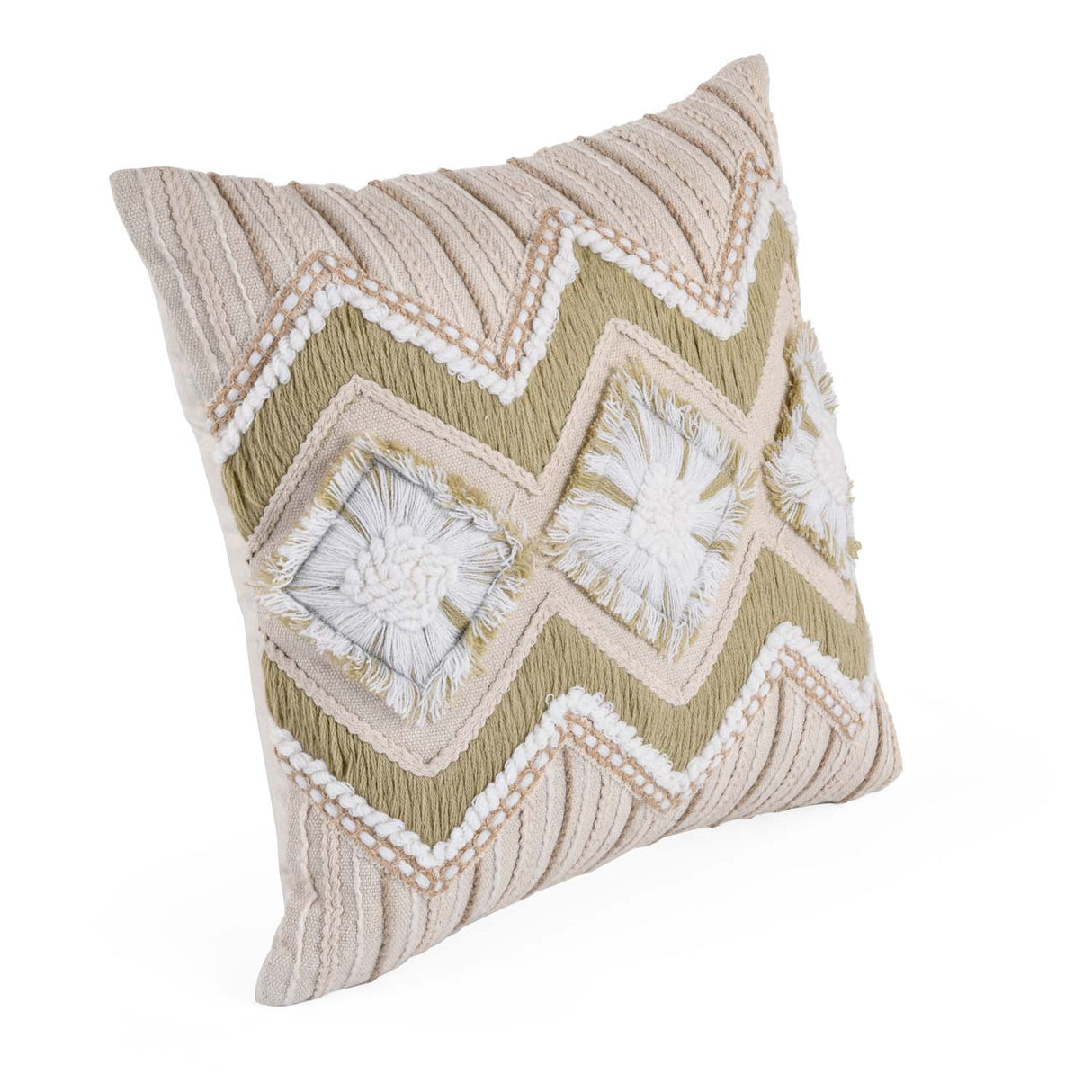 Zigzag Cotton & Polyester 16" x 16" Cushion Cover- Multicolor