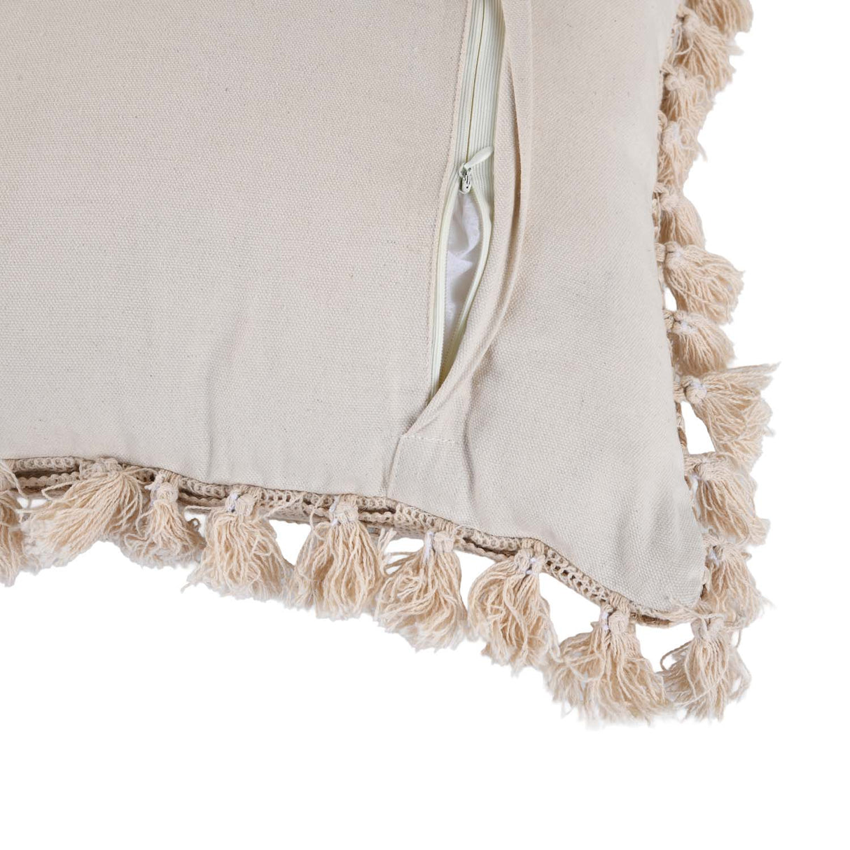 Checks Embroidered Cotton & Polyester 16" x 16" Cushion Cover- Beige & Brown