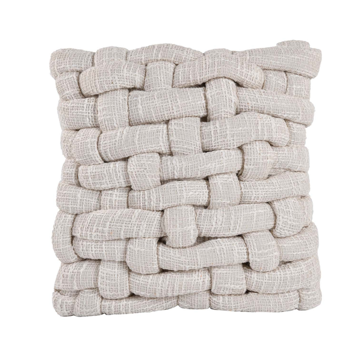 Basket Knit Cotton & Polyester 16" x 16" Cushion Cover- Off White