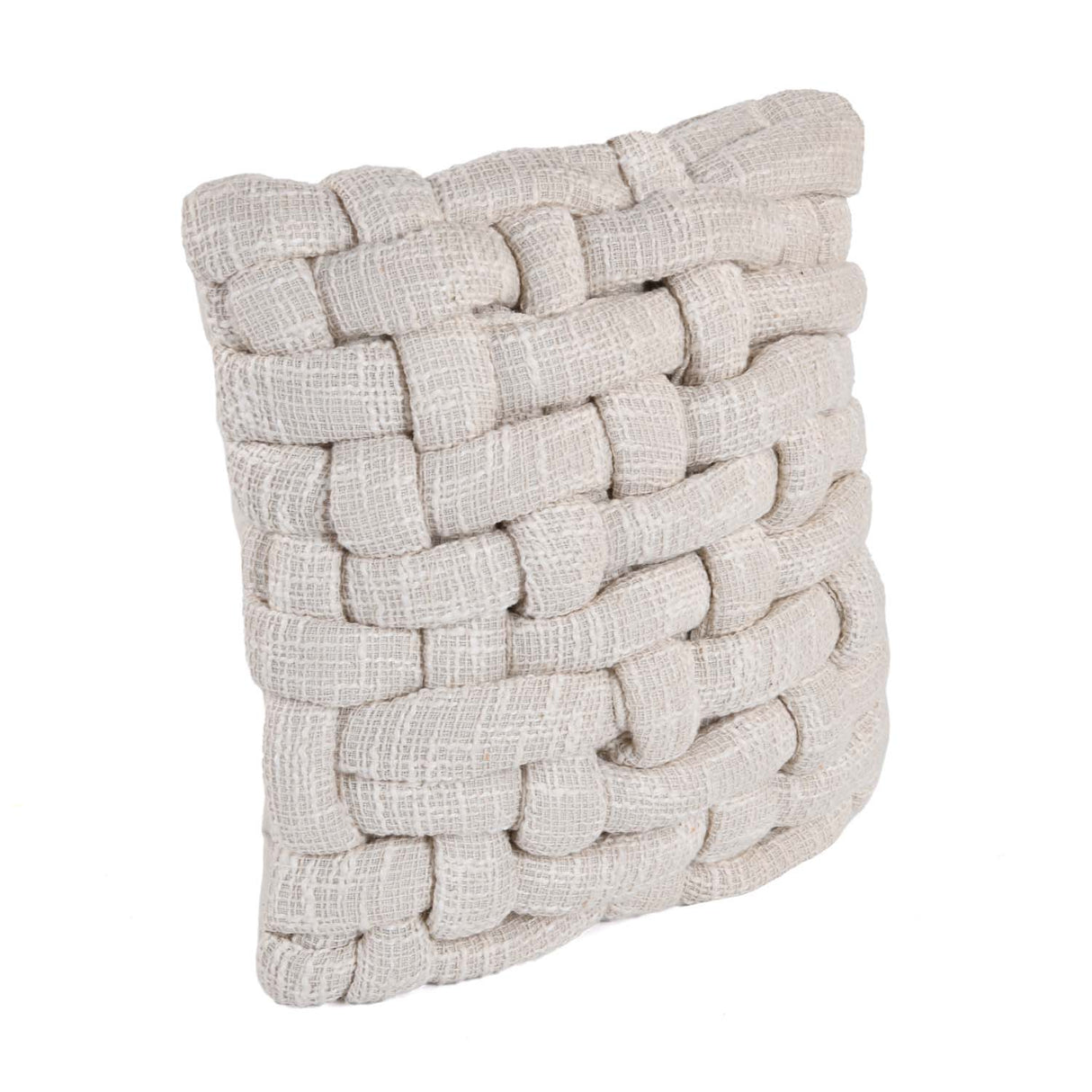 Basket Knit Cotton & Polyester 16" x 16" Cushion Cover- Off White