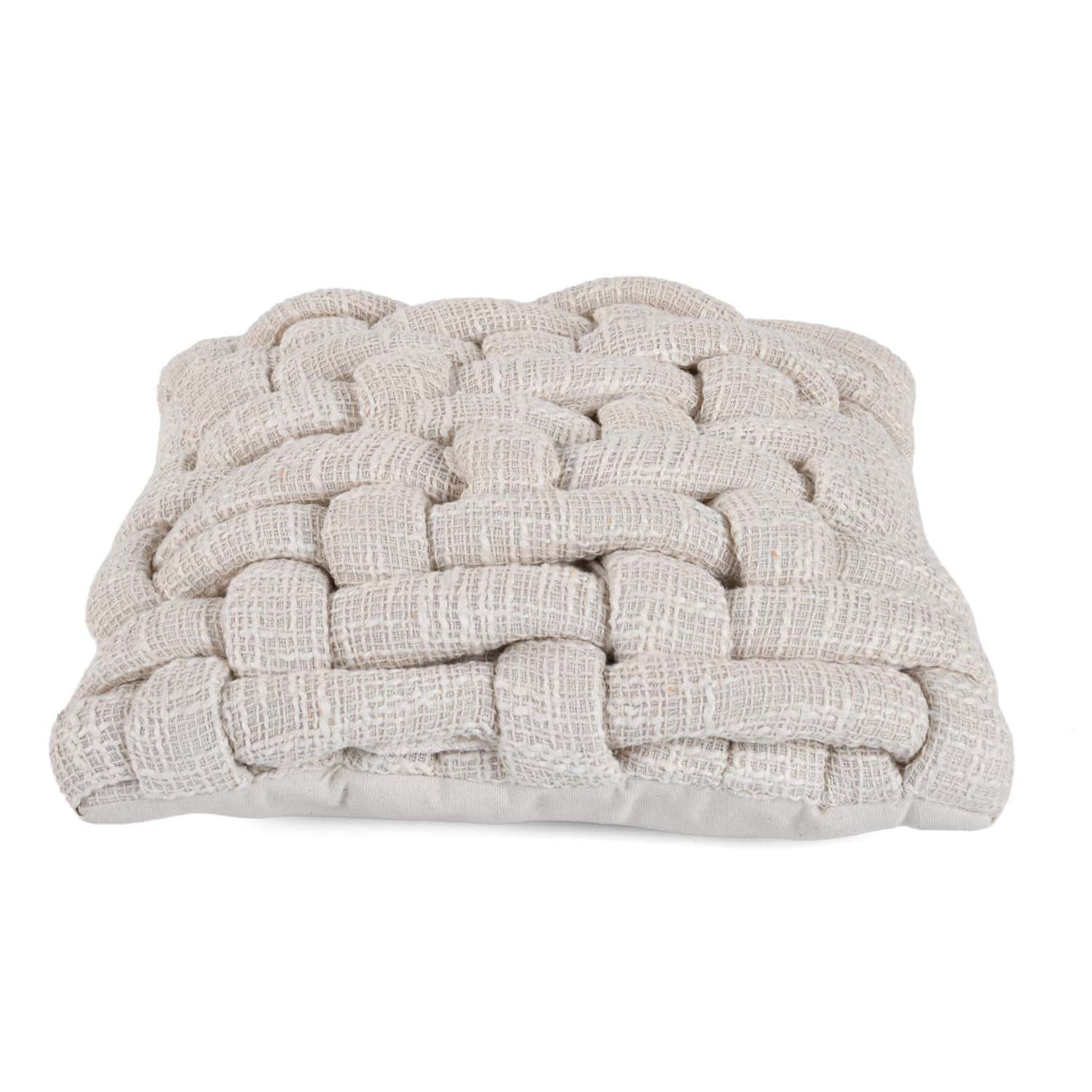Basket Knit Cotton & Polyester 16" x 16" Cushion Cover- Off White