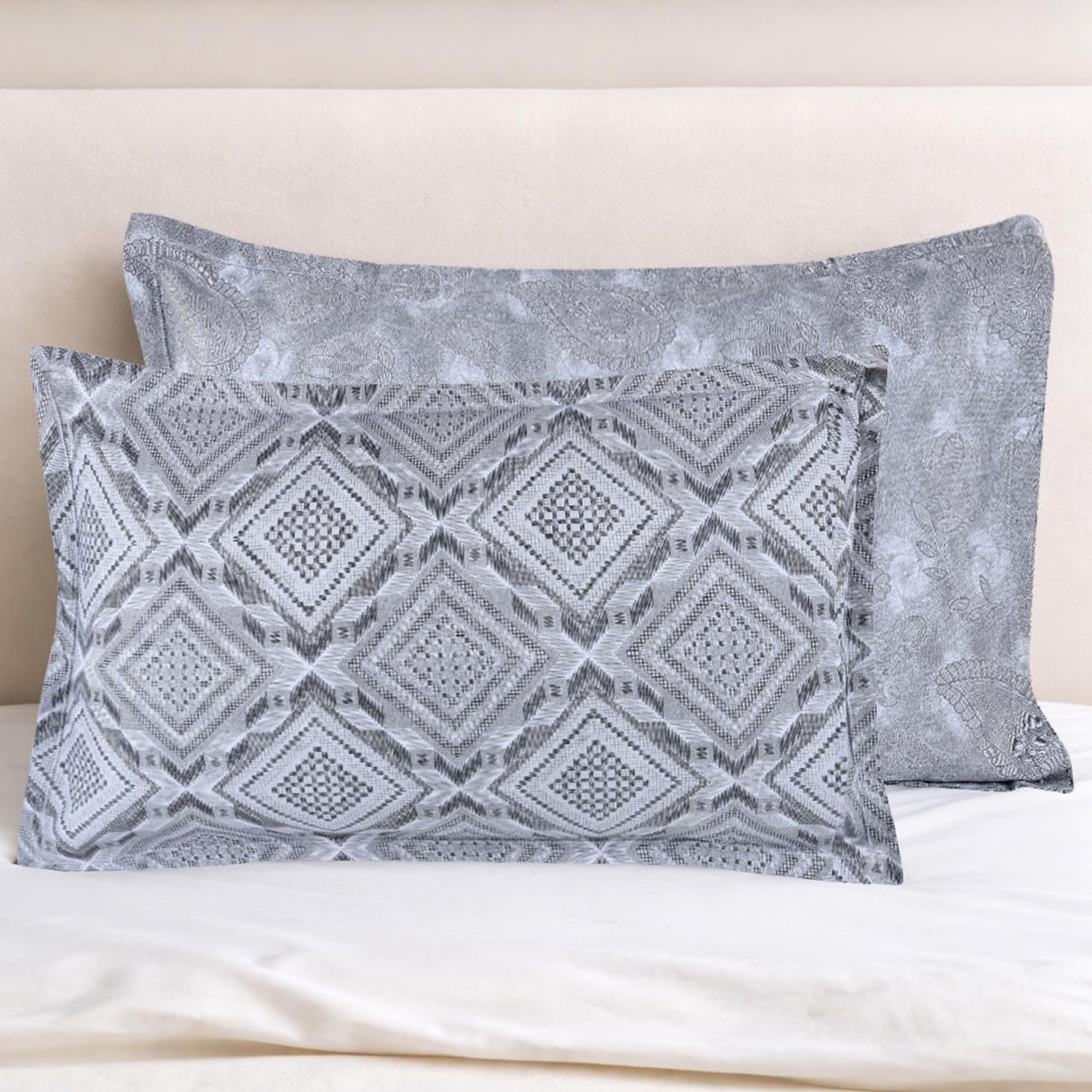 Abstract Cotton 27" x 20" Pillow Covers Set of 2- Grey