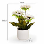 Artificial Sunflower Ceramic Potted Plant - White